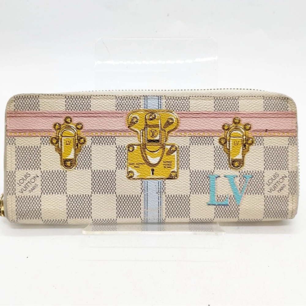 Louis Vuitton Cream and Gold Wallet with Pink and Blue Accents